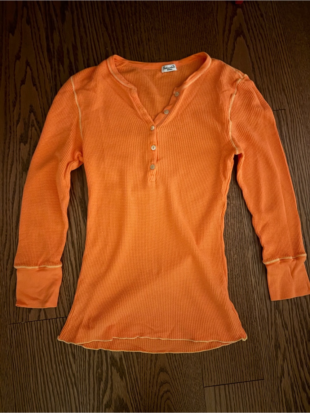 Splendid Vintage Orange Long-Sleeve Henley Thermal Top - Small